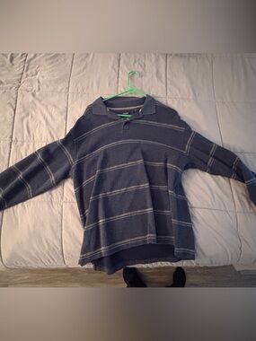 Izod Striped Navy Polo Sweater